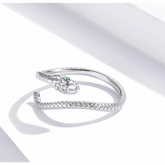 Sterling Silver Platinum Plated Necklace and Adjustable Ring - Picture 7 of 10